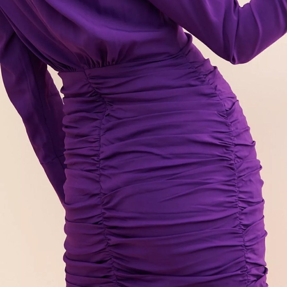 NWT Ronny Kobo Mariana Mini Purple Dress Draped Size M - Picture 6 of 13